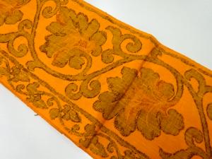 リサイクル　手織り真綿紬花唐草模様織出し名古屋帯